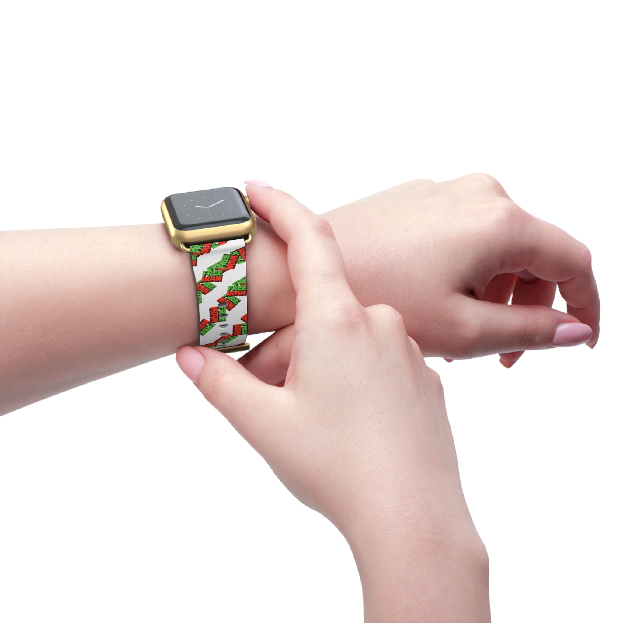 Holiday 'Free Hugs' Pattern Watch Band — Festive Red & Green Apple Watch Strap
