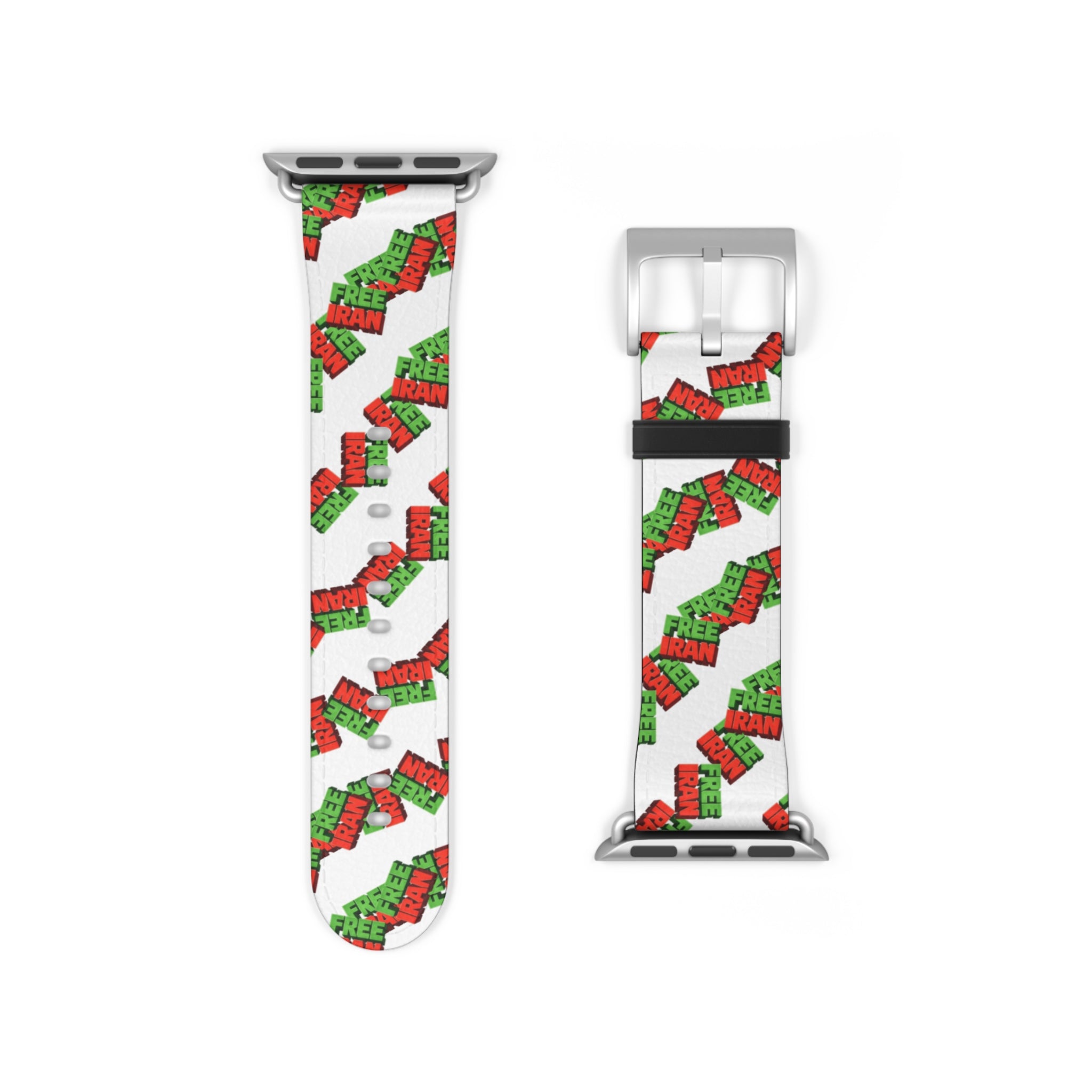 Holiday 'Free Hugs' Pattern Watch Band — Festive Red & Green Apple Watch Strap