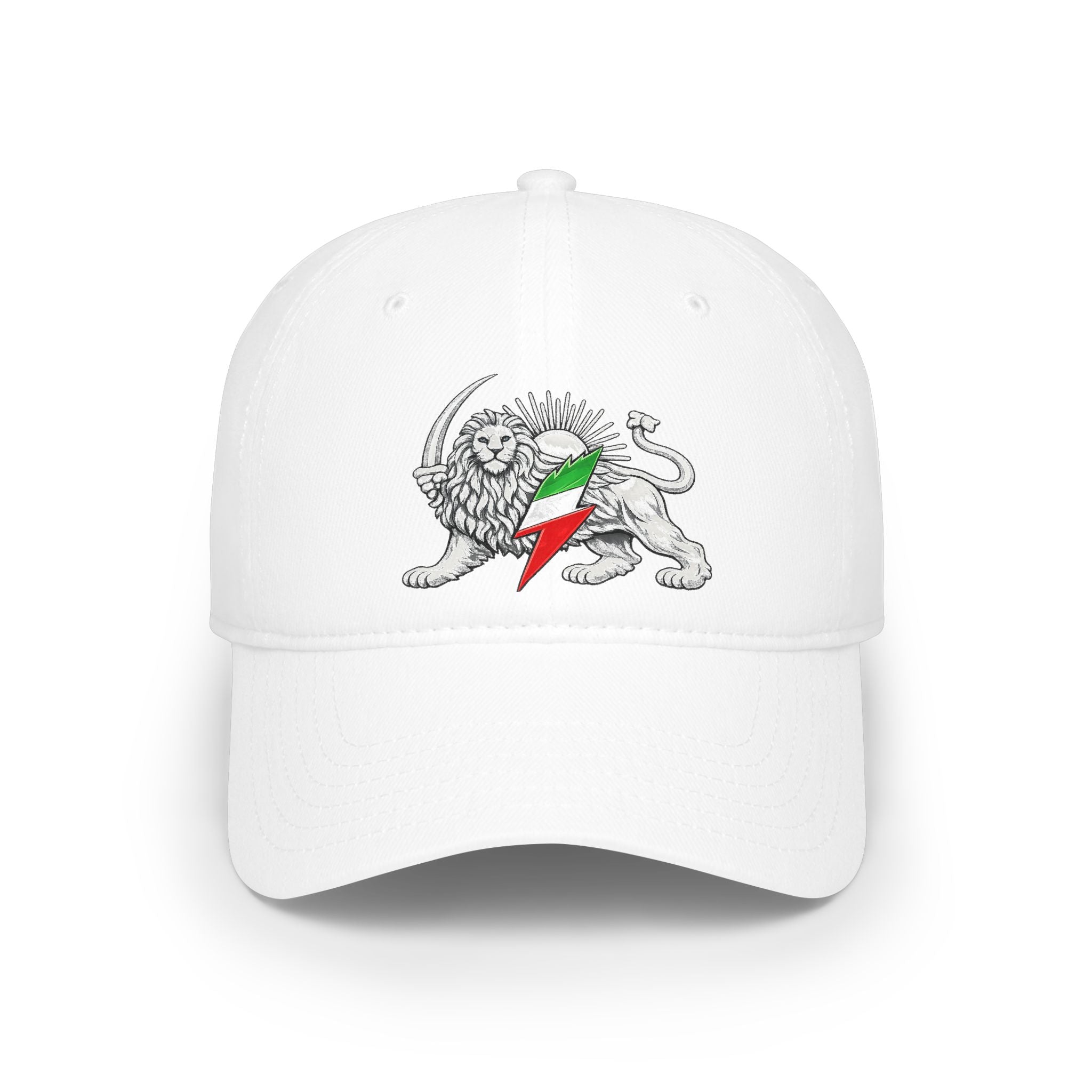 Lion Rampant Baseball Cap — Retro Iranian Flag Emblem Low-Profile Hat