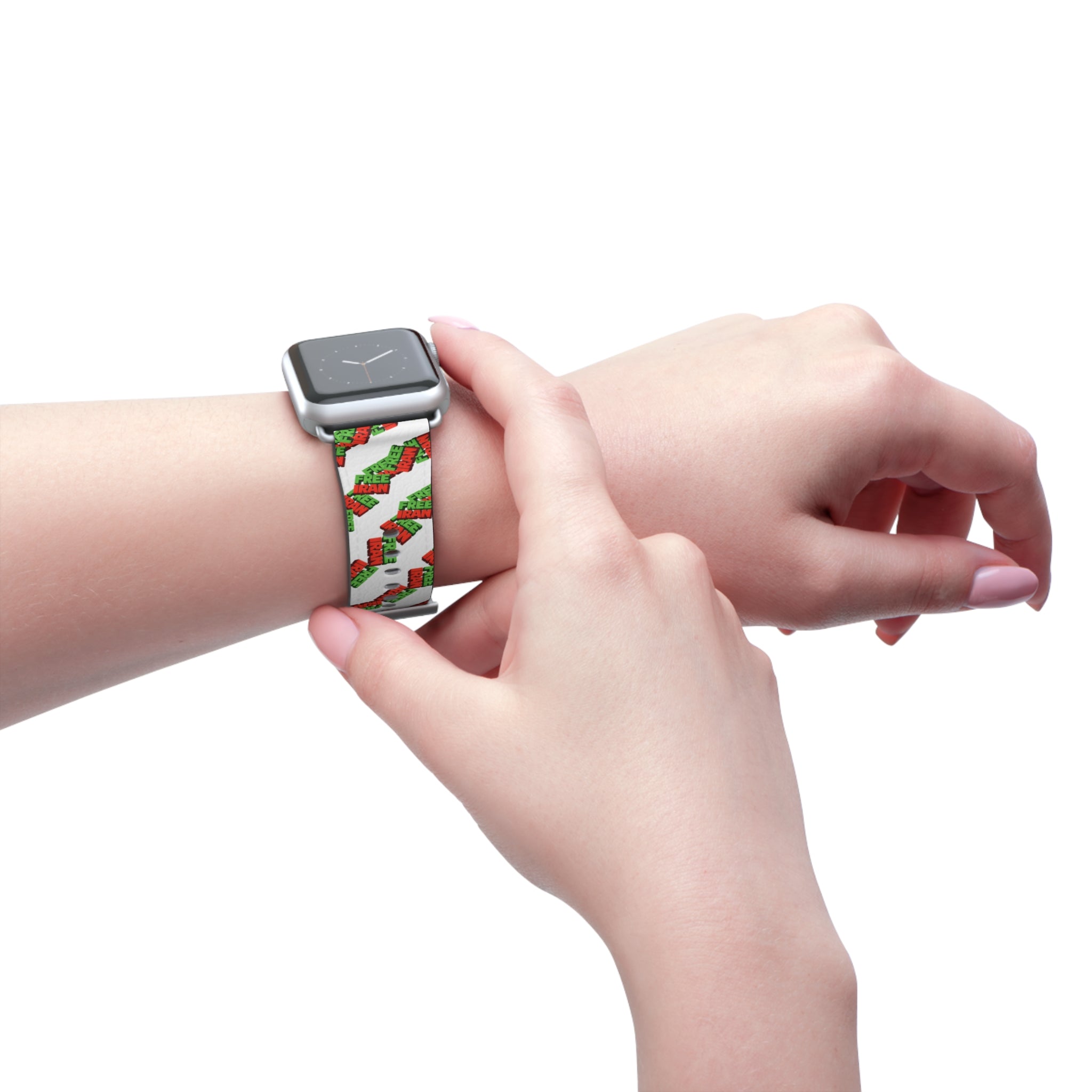 Holiday 'Free Hugs' Pattern Watch Band — Festive Red & Green Apple Watch Strap