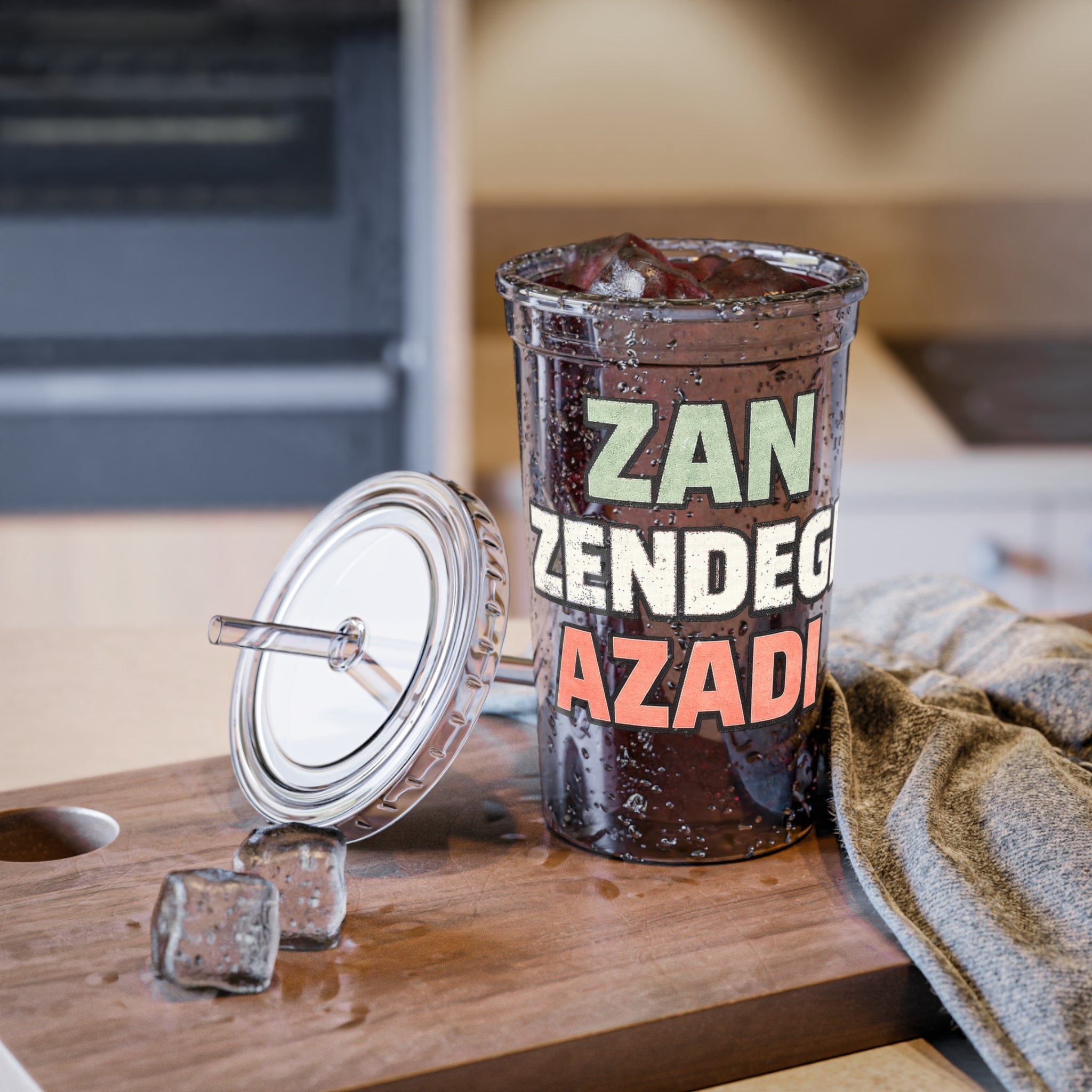 Acrylic Tumbler — “Zan, Zendegi, Azadi” Feminist Slogan Cup