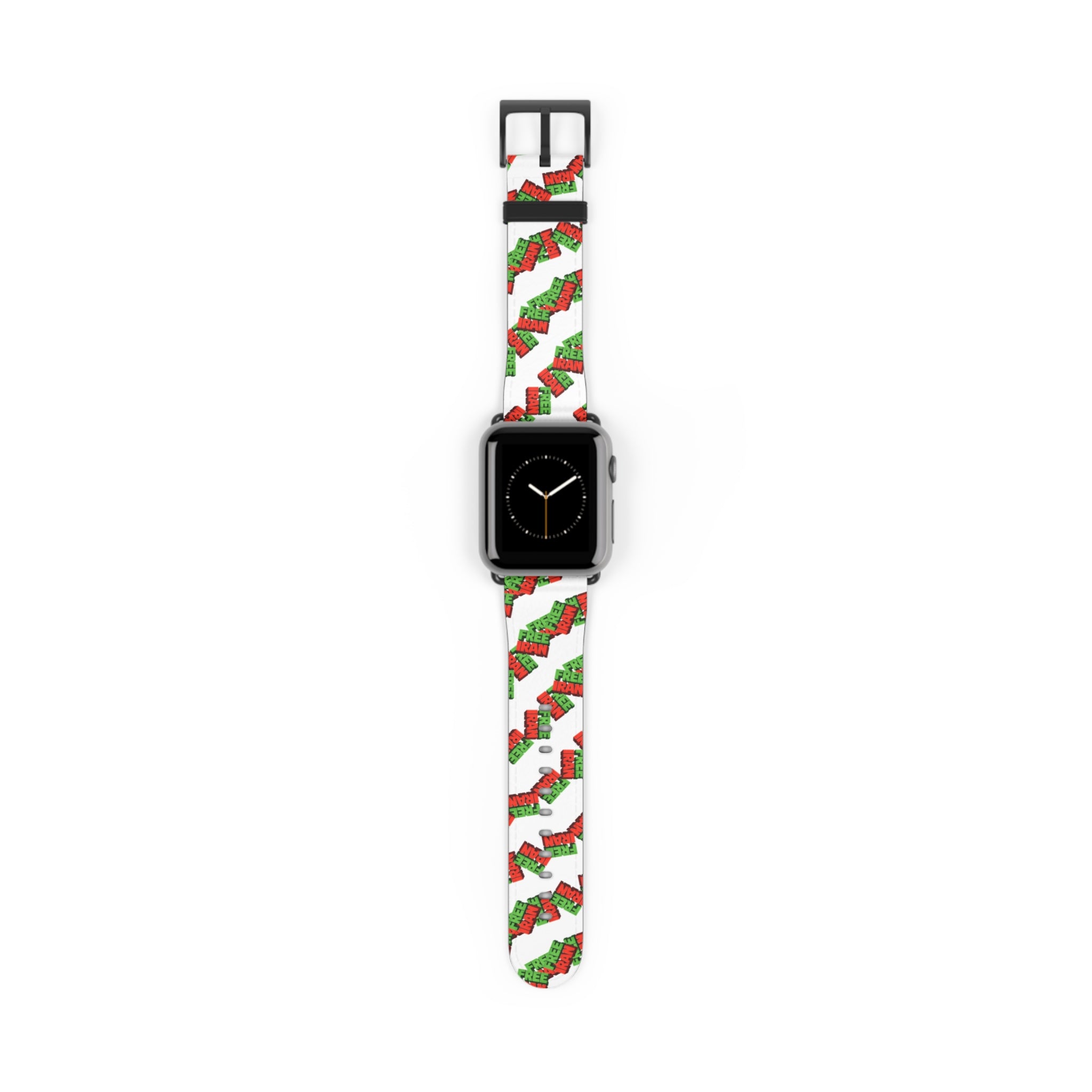 Holiday 'Free Hugs' Pattern Watch Band — Festive Red & Green Apple Watch Strap