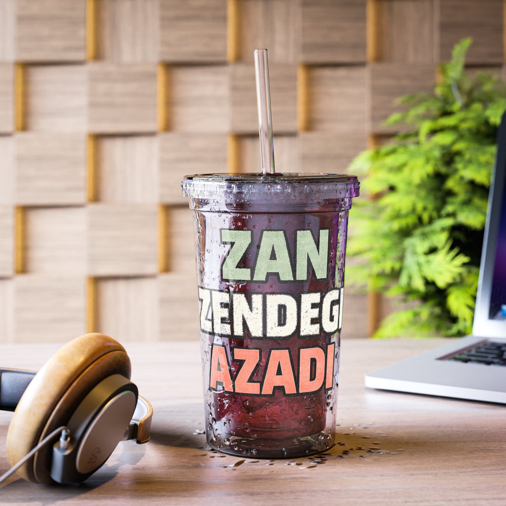 Acrylic Tumbler — “Zan, Zendegi, Azadi” Feminist Slogan Cup