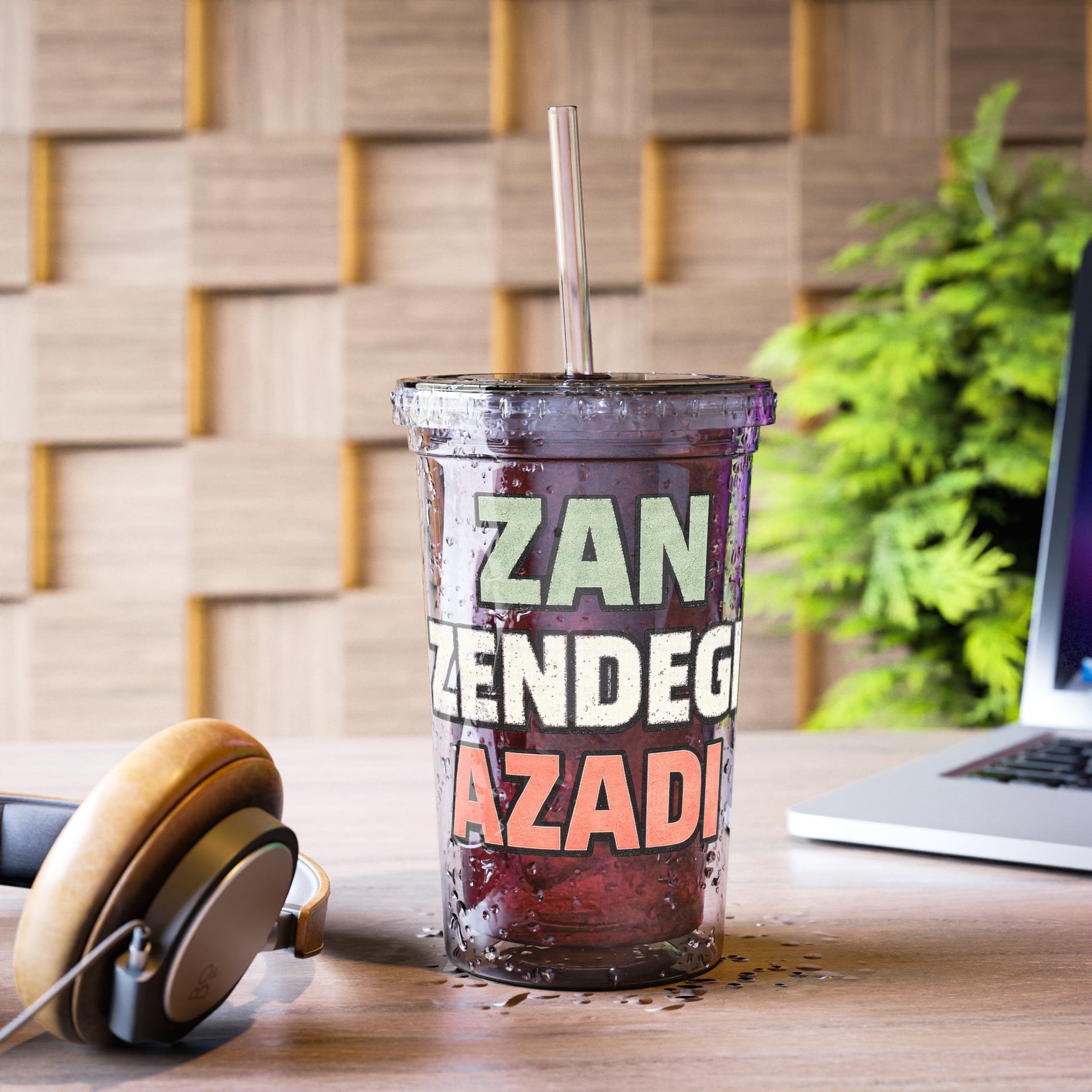 Acrylic Tumbler — “Zan, Zendegi, Azadi” Feminist Slogan Cup
