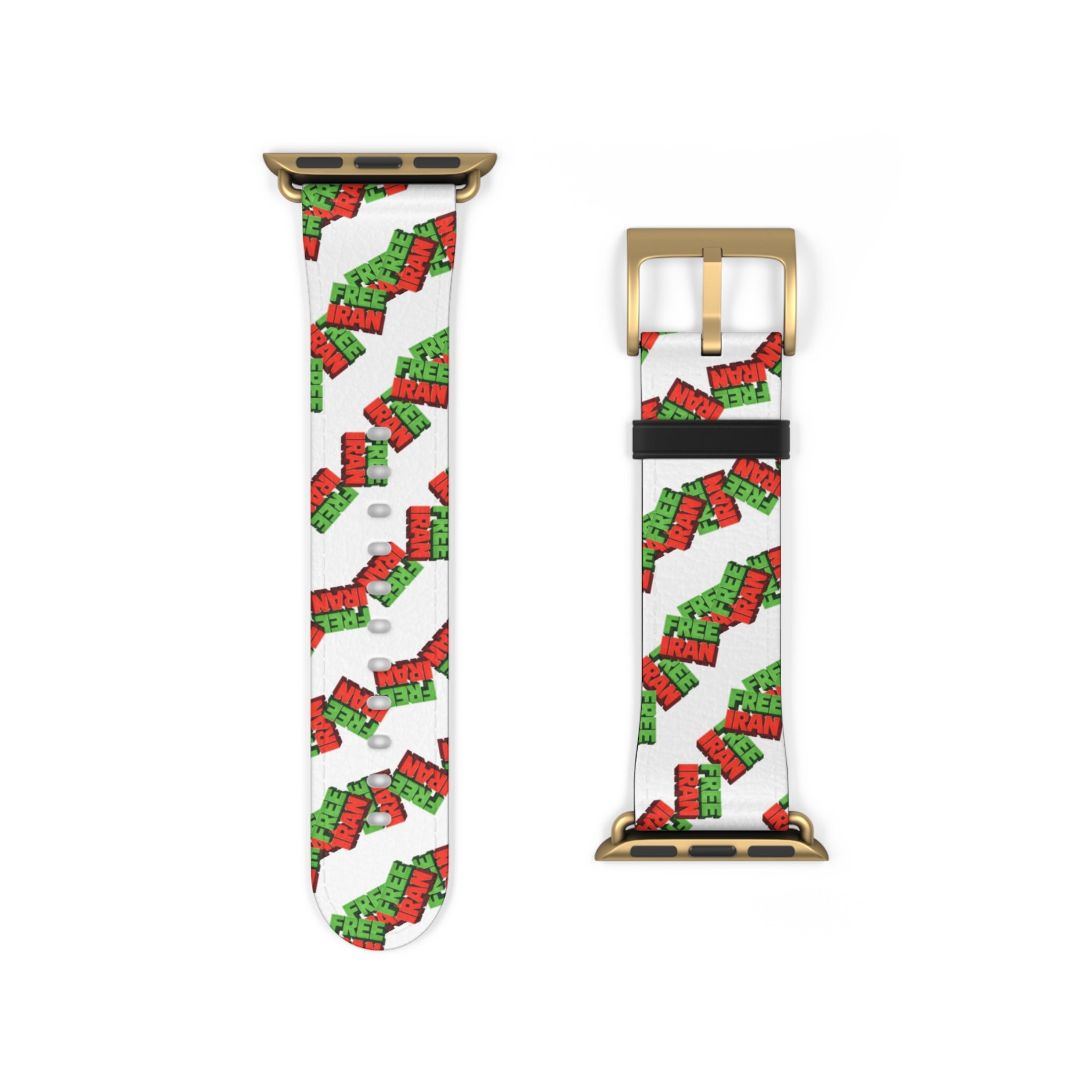 Holiday 'Free Hugs' Pattern Watch Band — Festive Red & Green Apple Watch Strap