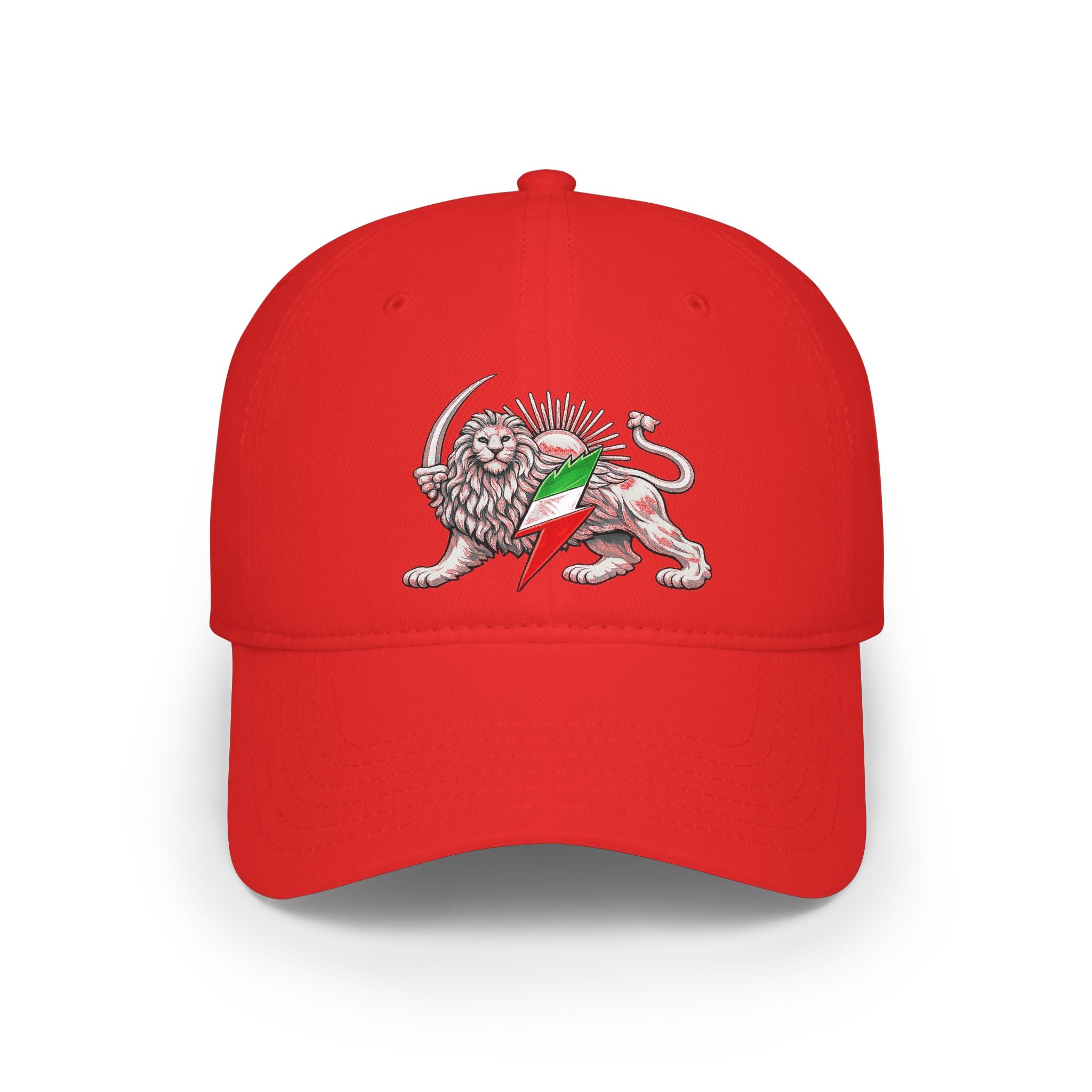 Lion Rampant Baseball Cap — Retro Iranian Flag Emblem Low-Profile Hat