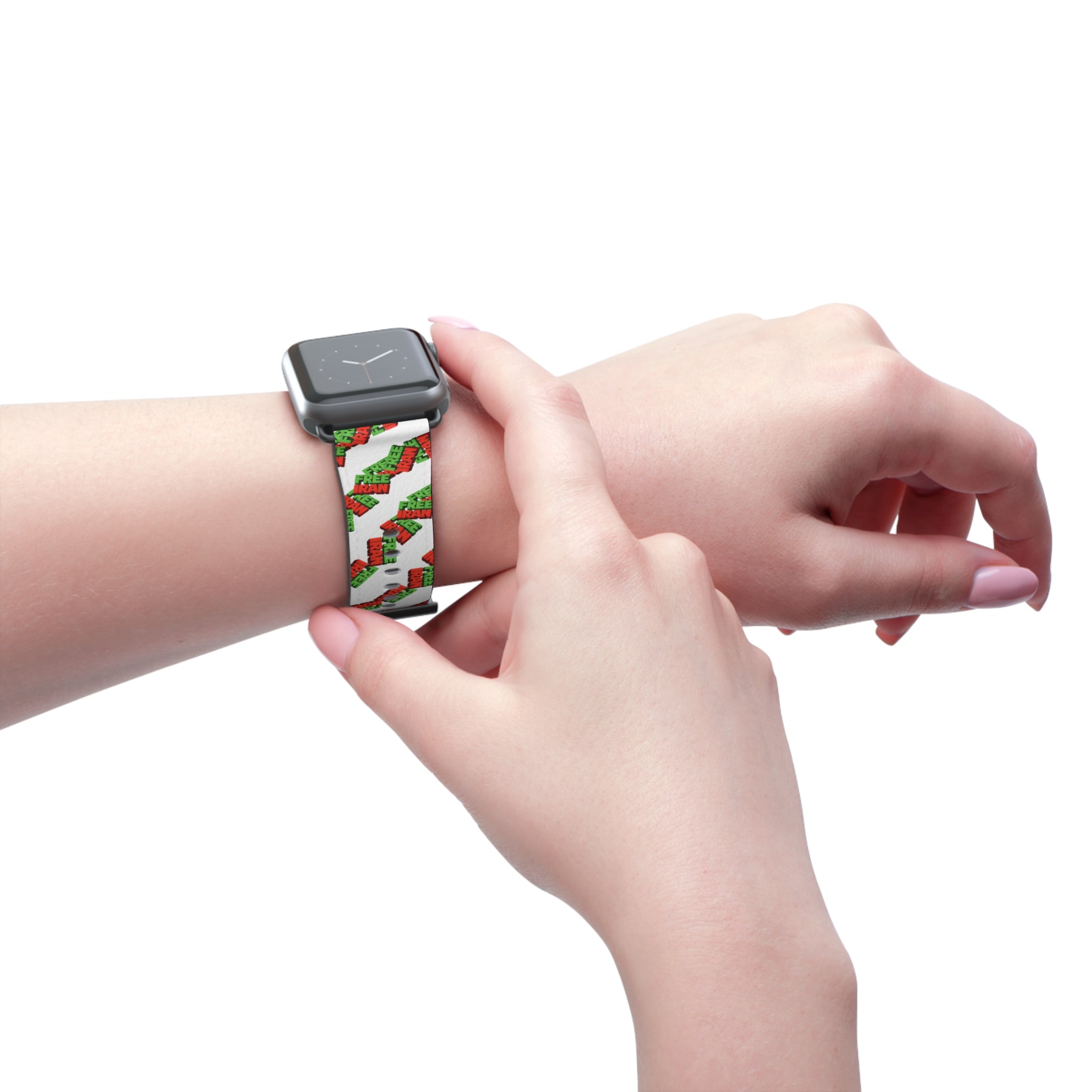 Holiday 'Free Hugs' Pattern Watch Band — Festive Red & Green Apple Watch Strap