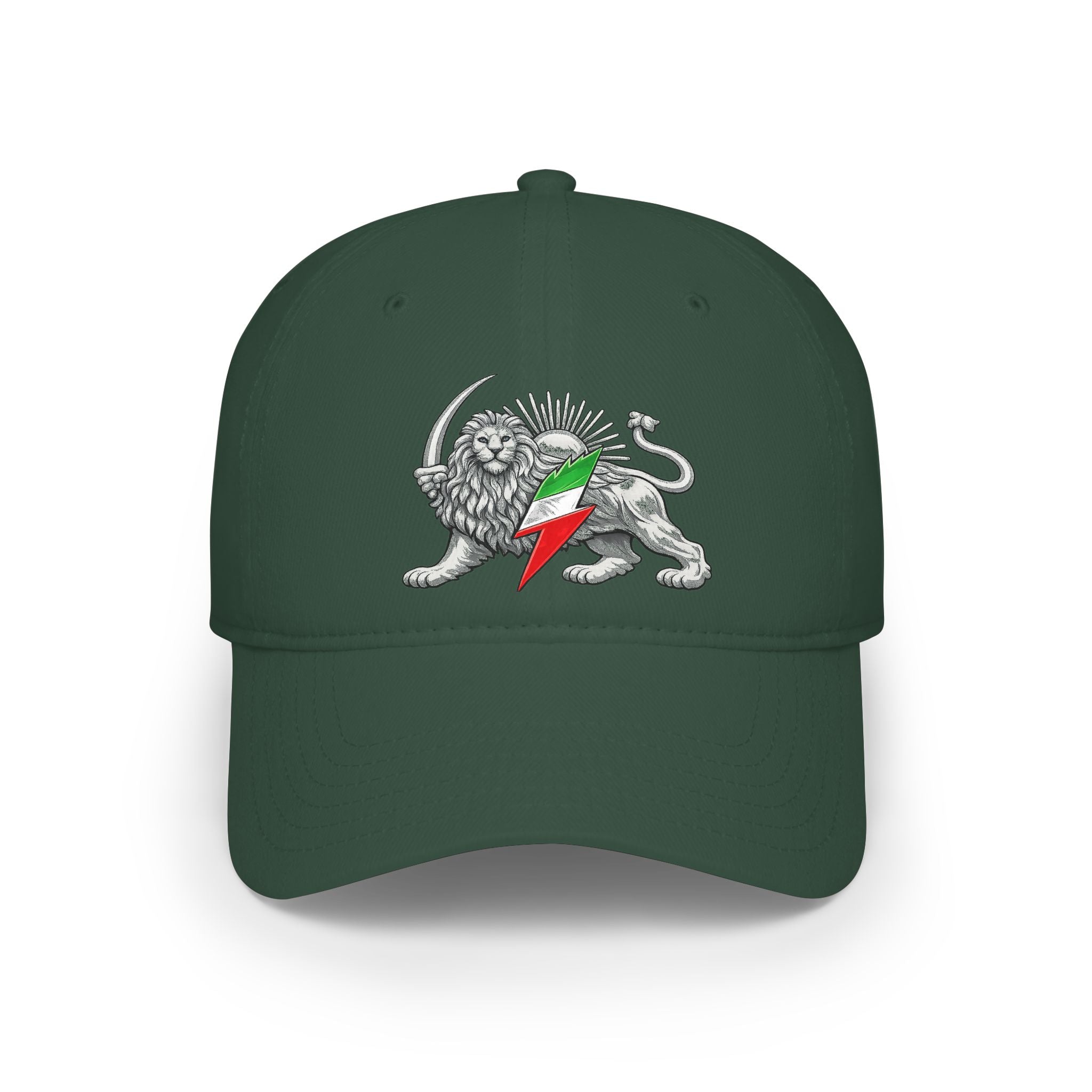 Lion Rampant Baseball Cap — Retro Iranian Flag Emblem Low-Profile Hat