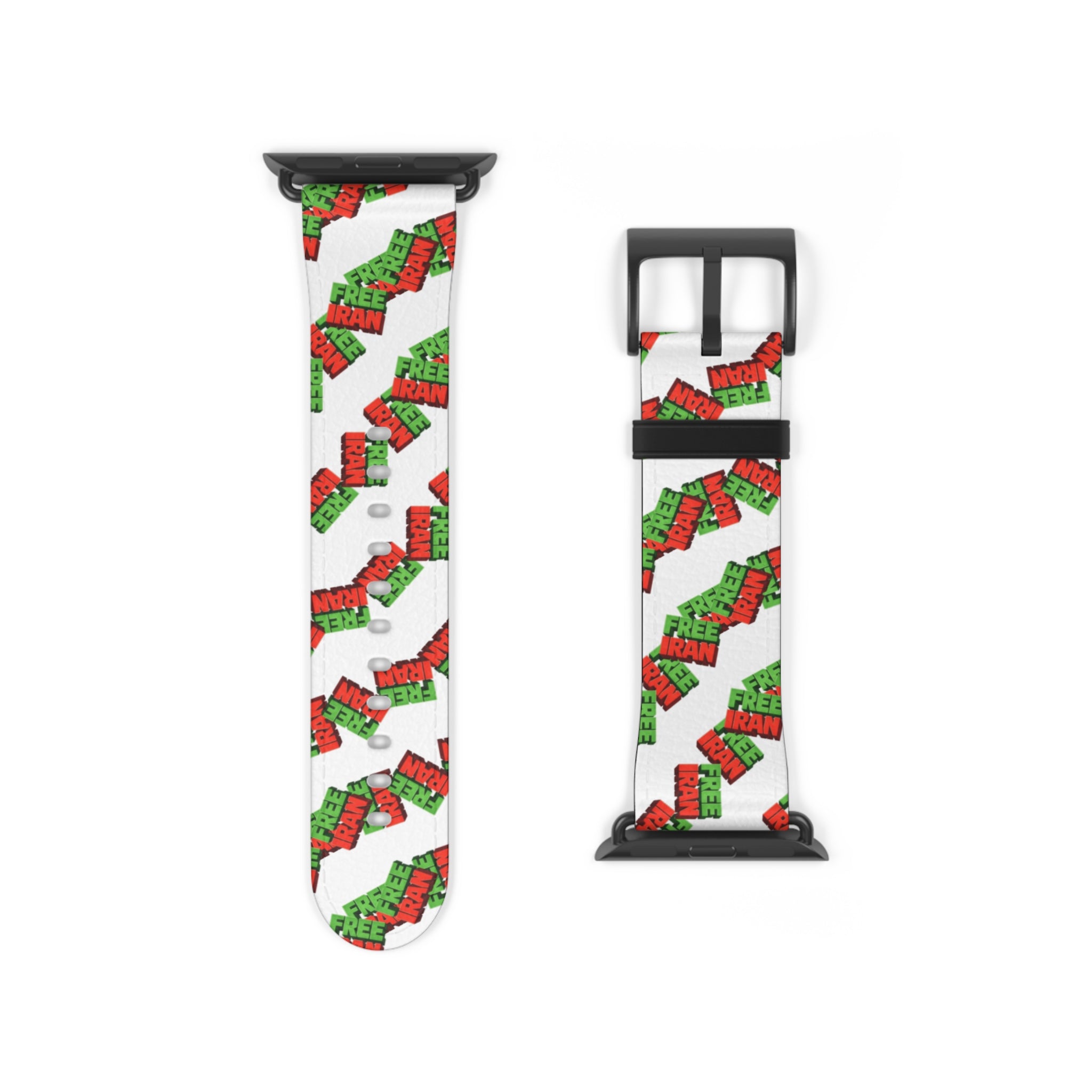 Holiday 'Free Hugs' Pattern Watch Band — Festive Red & Green Apple Watch Strap